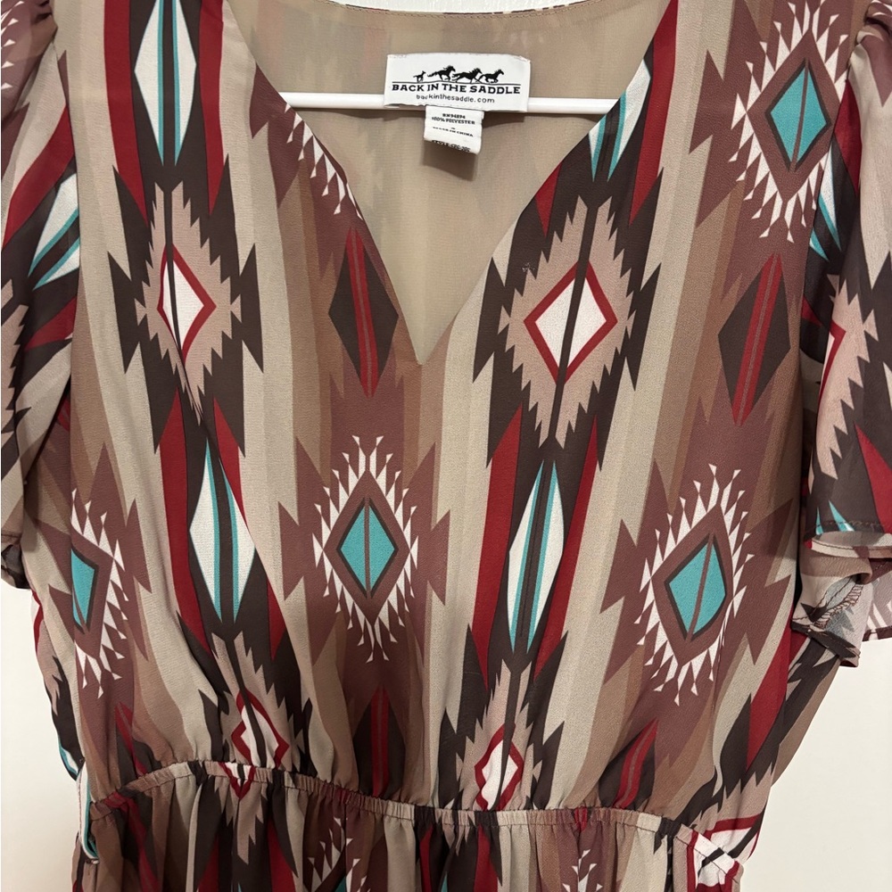 Back in the Saddle Geometric Print Dress